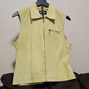 Vintage Barebac Genuine Leather Suede Vest - Y2K Lime Green - Size L